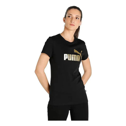 ESS+ METALLIC LOGO TEE PUMA BLACK-GOLD F