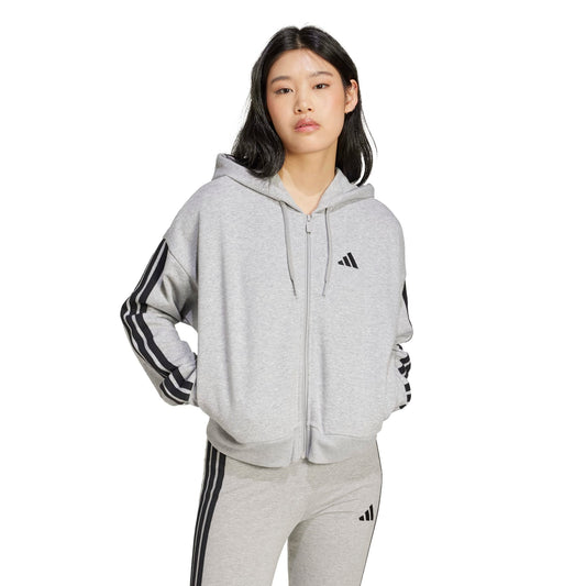 Essentials 3-Stripes French Terry Full-Zip Hoodie